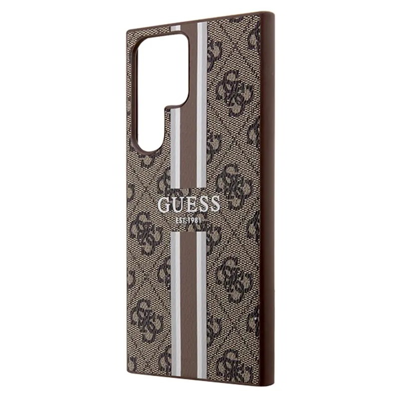 Guess 4G Printed Stripe Samsung Galaxy S23 Ultra Szilikon Tok - Barna (GUHCS23LP4RPSW)