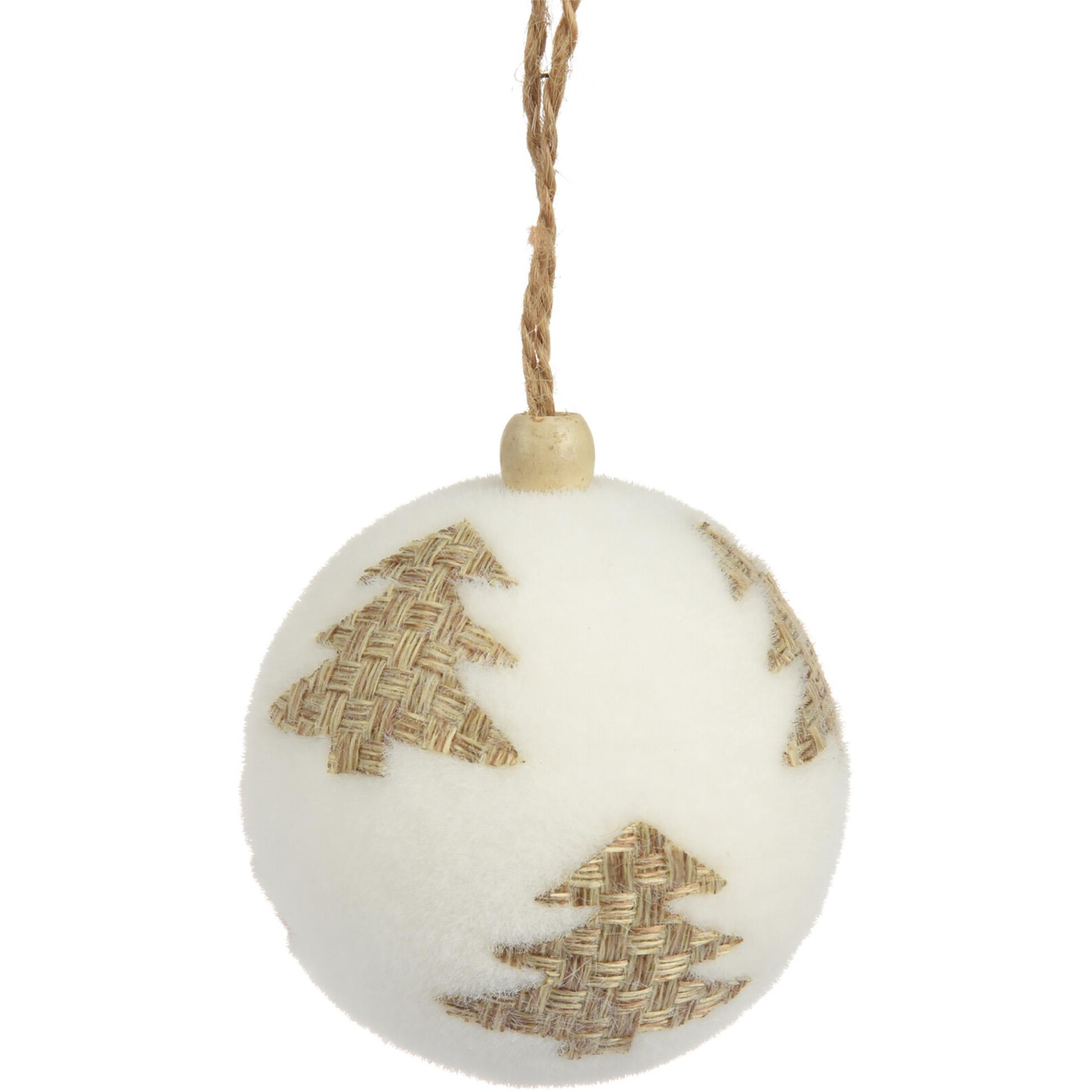 H&L karácsonyi díszgömb 8cm, fehér szalma fa (A641-ST-00)