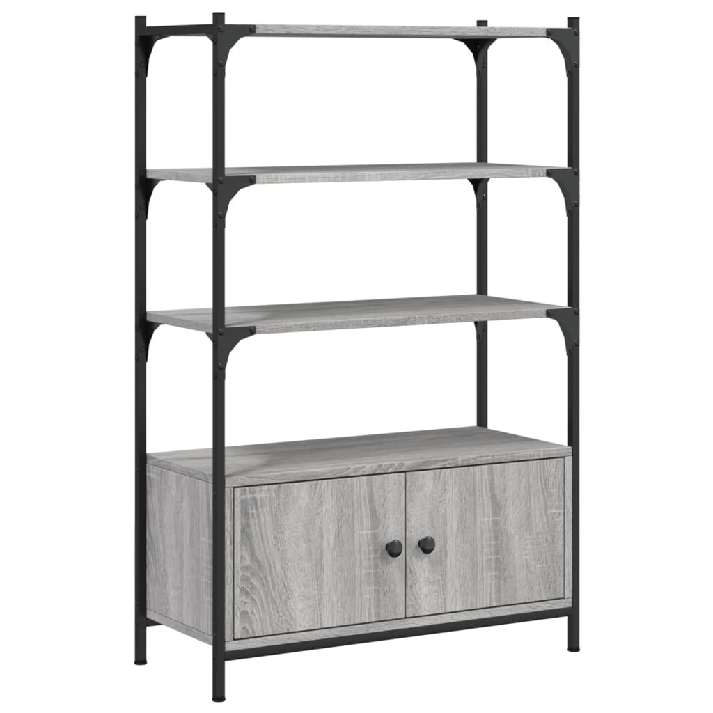 3 szintes szürke sonoma szerelt fa könyvespolc 70x30x109,5 cm (838996)