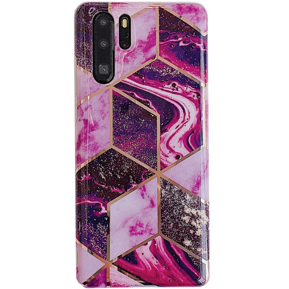 Apple iPhone XS Max, Szilikon tok, sokszöges márvány minta, Wooze Geometric Marble, színes/lila (111183)