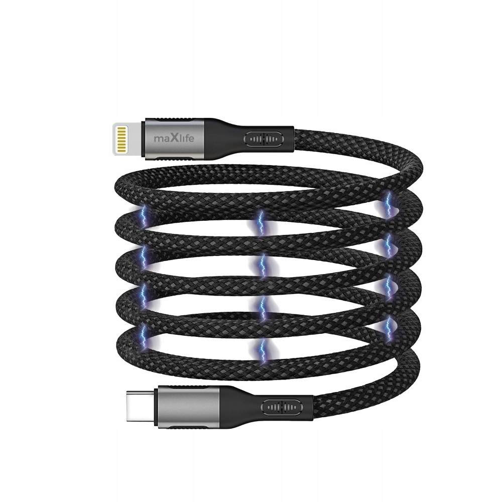 Maxlife MXUC-11 Type-C - Lightning Kábel 27 W 1m - Fekete (OEM0101403)