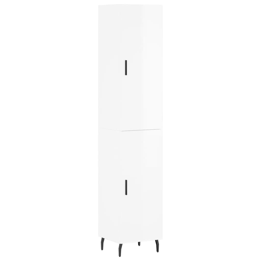 magasfényű fehér szerelt fa magasszekrény 34,5 x 34 x 180 cm (3198803)