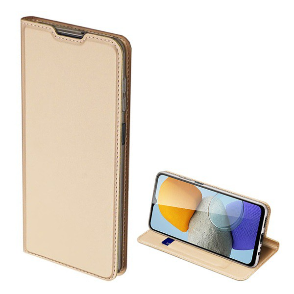 DUX DUCIS SKIN PRO tok álló, bőr hatású (FLIP, oldalra nyíló, bankkártya tartó, asztali tartó funkció) ARANY [Samsung Galaxy M23 (SM-M236)]