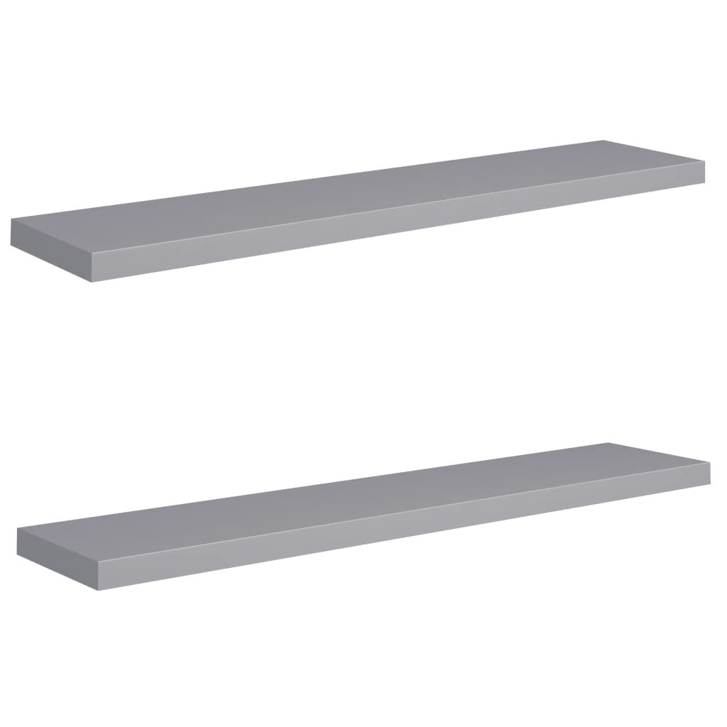 2 db szürke MDF fali polc 120 x 23,5 x 3,8 cm (323863)