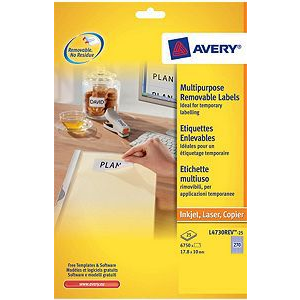 Avery L4730REV-25 17,8x10mm visszaszedhető 8100db-os etikett (L4730REV-25)