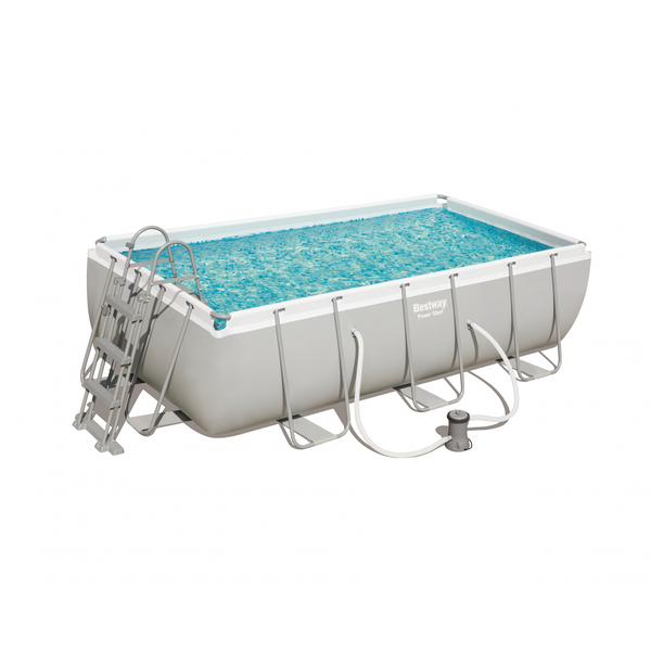 Bestway Power Steel 56441 piscina sobre suelo Piscina con anillo hinchable Rectangular 6478 L Azul, Gris