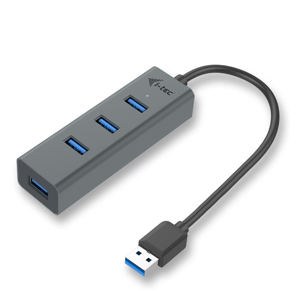 i-tec Metal U3HUBMETAL403 hub USB 3.2 Gen 1 (3.1 Gen 1) Type-A 5000 Mbit/s Šedá (U3HUBMETAL403)
