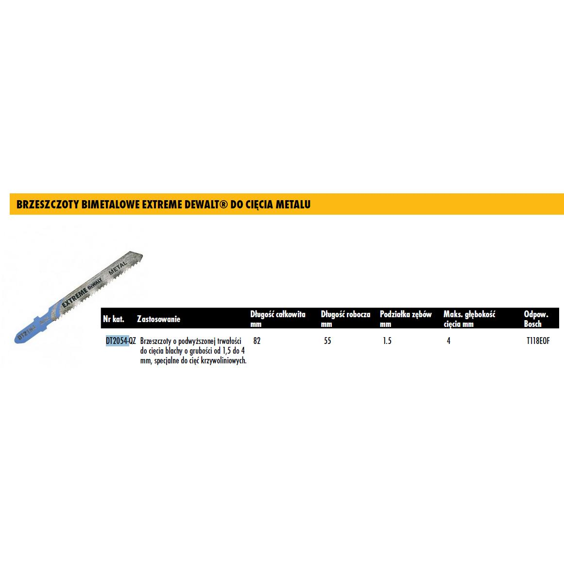 DeWALT DT2054 fém fűrészlap 82mm BiM 5 db (DT2054-QZ)