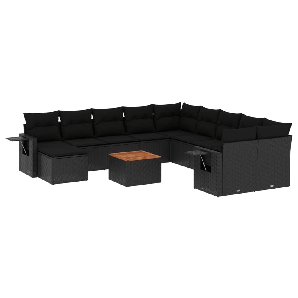 14 részes fekete polyrattan kerti ülőgarnitúra párnákkal (3257189)
