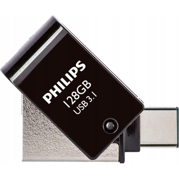 Стик памет 2 в 1 OTG, Philips, 128 GB, USB 3.1/USB C Черен