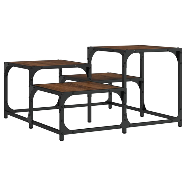 barna tölgyszínű műfa dohányzóasztal 68x68x40 cm