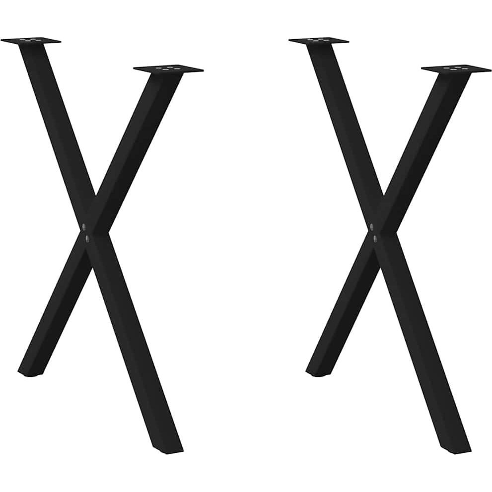 2 db fekete acél étkezőasztal lábak X-alakú 70x(72-73) cm (4012916 VidaXL)