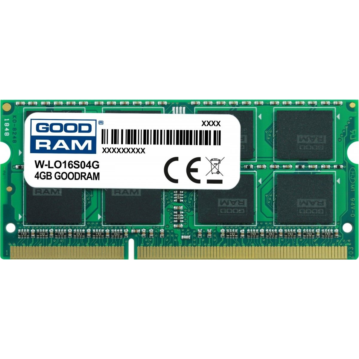 Goodram W-LO16S04G memóriamodul 4 GB 1 x 4 GB DDR3 204-pin SO-DIMM (W-HPL1333R16G)