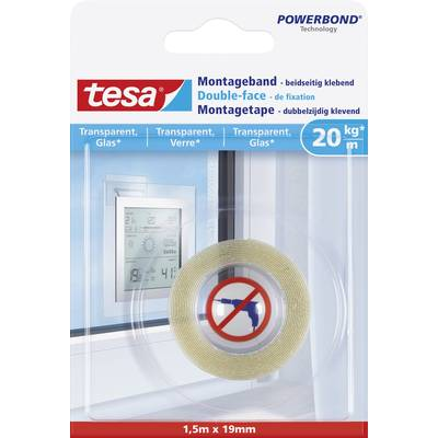 Tesa GLASS (77740-00000-00) Rögzítő szalag ® Powerbond Átlátszó (H x Sz) 1.5 m x 19 mm 1 db (77740-00000-00)