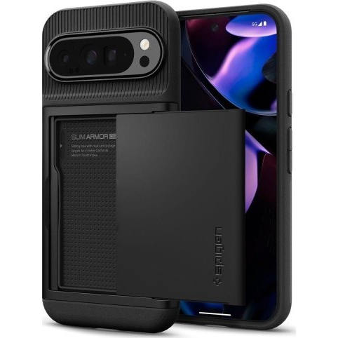 Google Pixel 9 Pro Xl Spigen Slim Armor Cs Szilikon Telefonvédő Műanyag Hátlap, Légpárnás Sarok, Fekete (ACS07729)