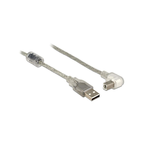 DELOCK USB Kabel A -> B 90° St/St 0.50m transparent