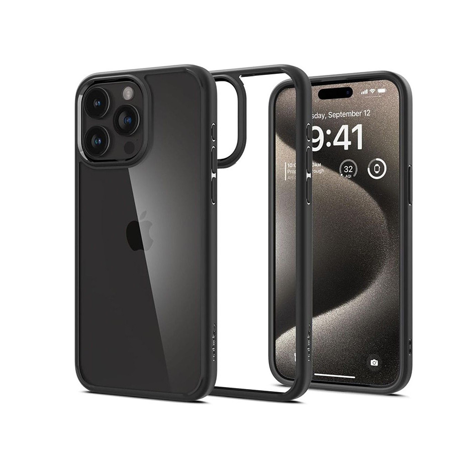 Apple iPhone 15 Pro Max ütésálló hátlap - Spigen Ultra Hybrid - fekete/átlátszó (SP749190)