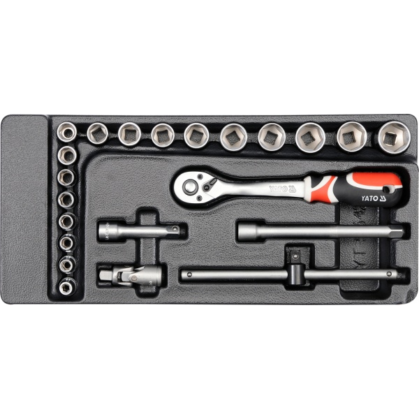 YATO dugókulcsbetét - dugókulcskulcsok 22 db 6-22 mm gola (YT-5542)