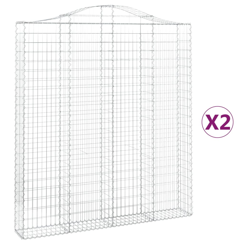 2 db íves horganyzott vas gabion kosár 200x30x220/240 cm (3145556)