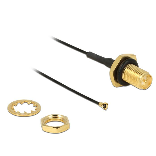 Delock antenna kábel RP-SMA Jack Bulkhead > MHF IV /HSC MXHP32 10cm (12464)