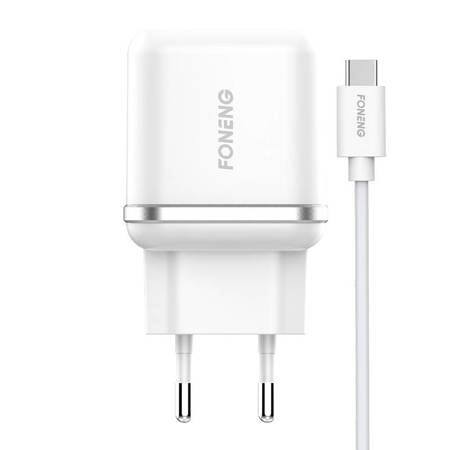 Foneng EU20 hálózati töltő + USB-A - USB-C kábel fehér (EU20 Type-C)