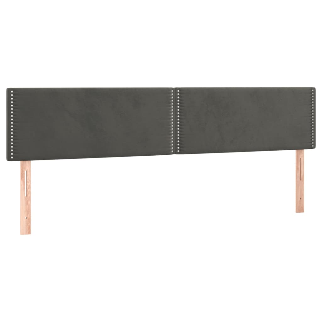 2 db sötétszürke bársony fejtámla 100x5x78/88 cm (345999)