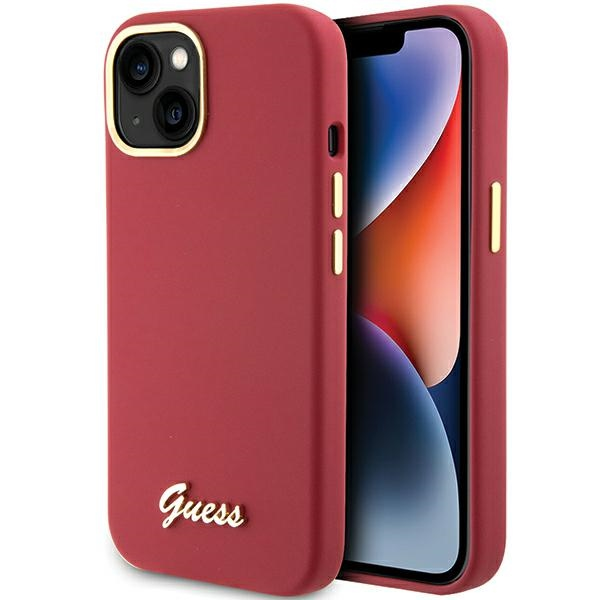 Guess Metal Logo Apple iPhone 15 Tok - Rózsaszín (GUHCP15SSMBSLM)