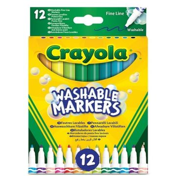 Crayola: Lemosható, vékonyhegyű filctoll készlet - 12 db-os (58-6671)