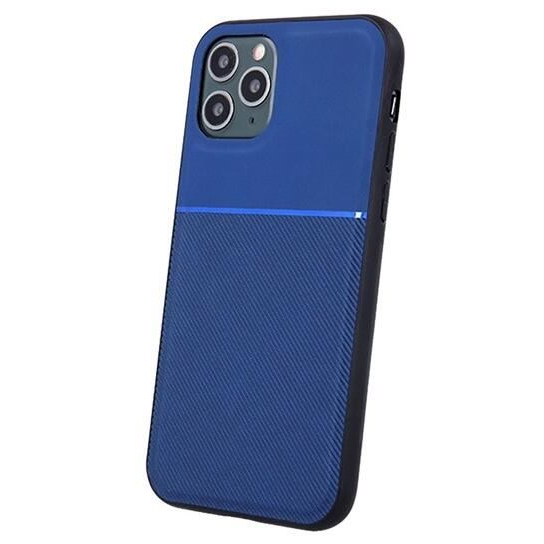 Gigapack Apple iPhone 12 Pro mágneses, bőr hatású, csíkos mintás tok sötétkék (GP-115599) (GP-115599)