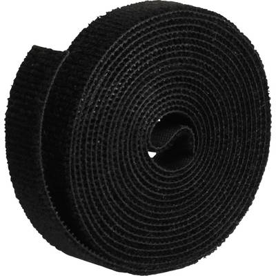 Tépőzár szalag tekercsben 3 m x 16 mm, fekete, LTC 1210 (LTC 1210)