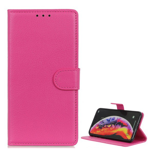 Tok álló, bőr hatású (FLIP, oldalra nyíló, asztali tartó funkció, prémium) RÓZSASZÍN [Samsung Galaxy M20 (SM-M205F)] (5996457872985)