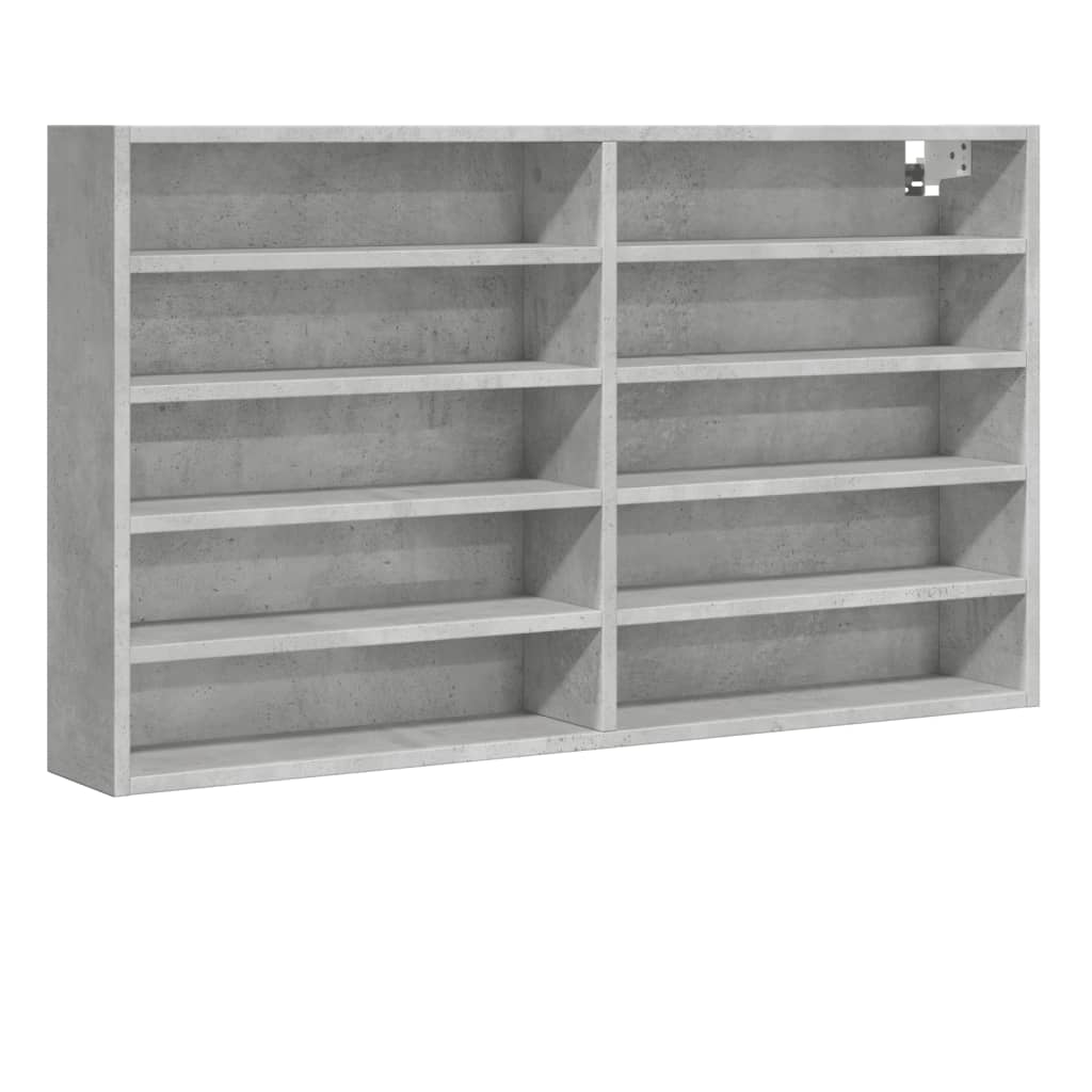 betonszürke forgácslap vitrinszekrény 100 x 15 x 58 cm (847929)