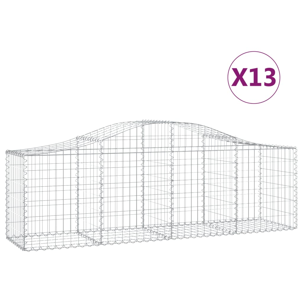 13 db íves horganyzott vas gabion kosár 200x50x60/80 cm (3145609)