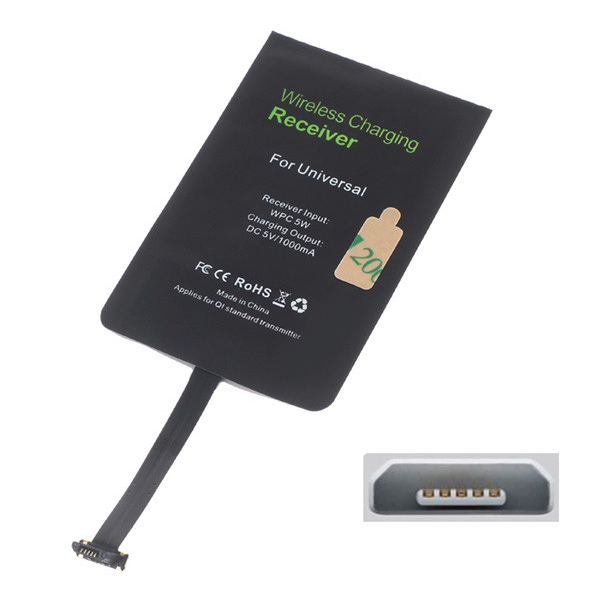 Töltő adapter vezeték nélküli töltéshez (QI Wireless, felső microUSB töltőcsatlakozóhoz, fogadóegység) (5996457668717)