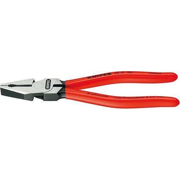 Erő kombinált fogó, 180 mm, vágási érték kemény: Ø 2,5 mm, zongorahuzal: Ø 2 mm, max. 16 mm², Knipex 02 01 180 (8251570180)