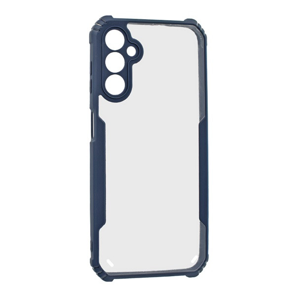 Samsung Galaxy A14 4G / A14 5G SM-A145F / A146B, Szilikon tok, közepesen ütésálló, légpárnás sarok, akril hátlap, Anti-Drop Case, átlátszó/sötétkék (5903396269752)