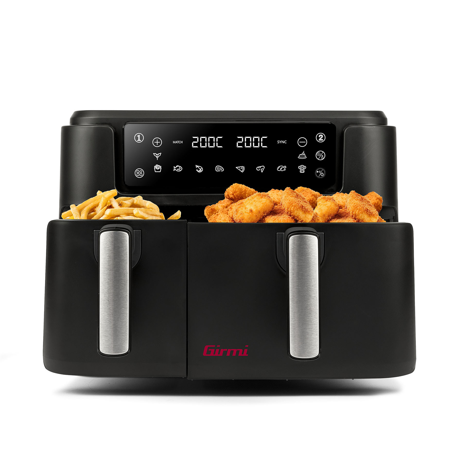 Girmi FG26 AirFryer Forrólevegős sütő 3,5L + 5,5L 2400 Watt - Fekete (FG26)