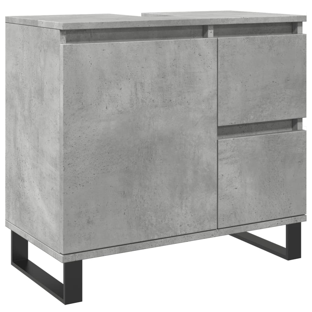 betonszürke szerelt fa fürdőszobai mosdószekrény 65x33x60 cm (857228)