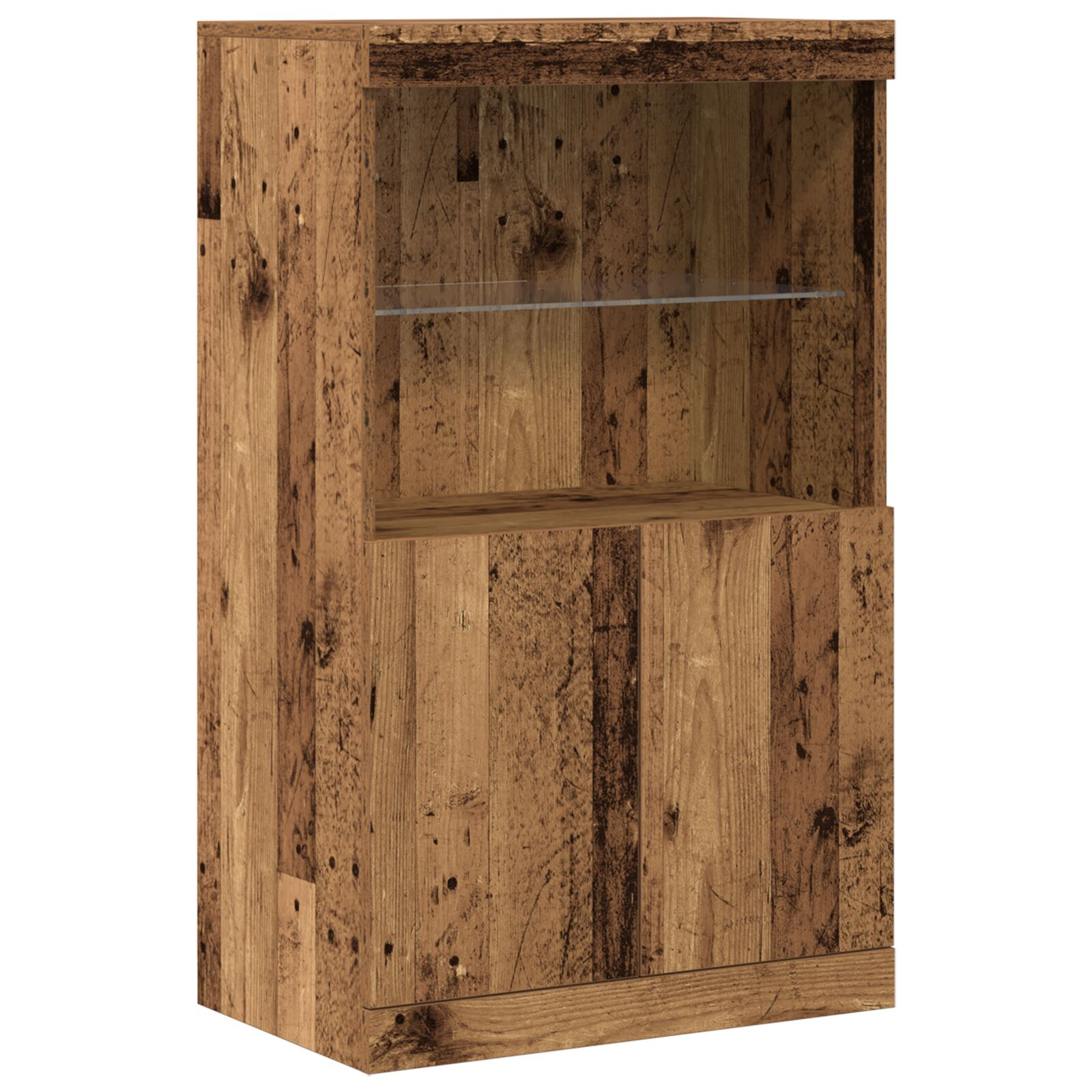 LED világítással ellátott oldalszekrény Régi fa 60x37x100 cm (863033)