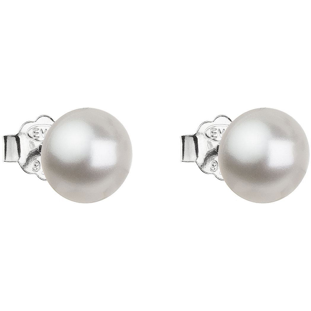 Swarovski kristályokkal díszített fehér gyöngy fülbevaló 31142.1 (925/1000, 0,9 g) (8590962312102)