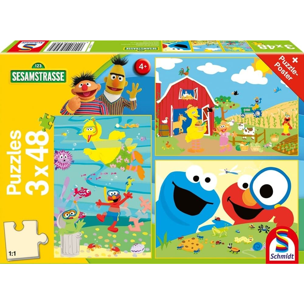 Schmidt Spiele Szezám utca - 3 az 1-ben puzzle (56458)