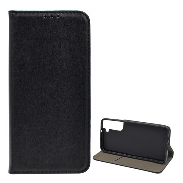 Tok álló, bőr hatású (FLIP, oldalra nyíló, asztali tartó funkció) FEKETE [Samsung Galaxy S22 Plus 5G (SM-S906)] (5996591126340)