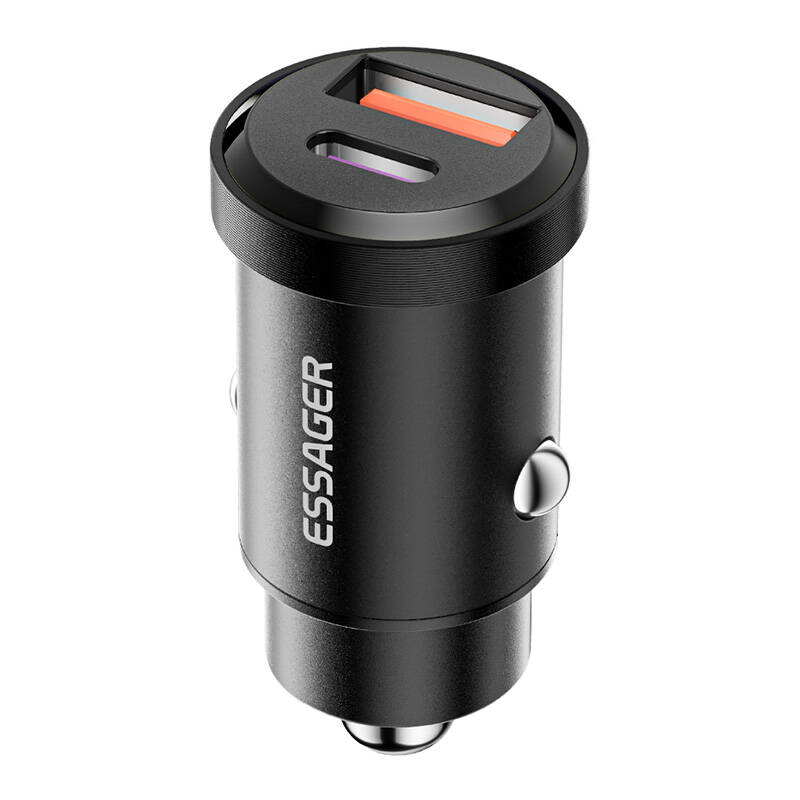 Essager USB Type-A / USB Type-C Autós töltő - Fekete (45W) (ECCAC45-TL01-Z)
