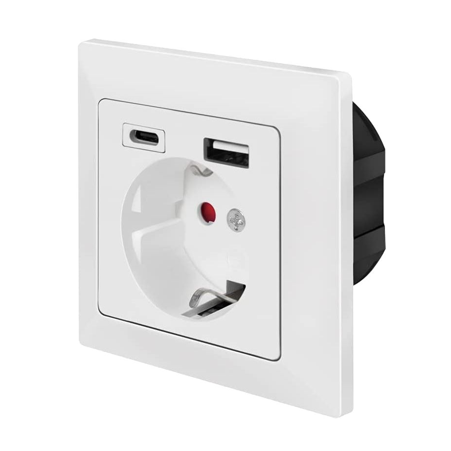 Logilink fali csatlakozó aljzat + 1xUSB-A 1xUSB-C (PA0262) (PA0262)