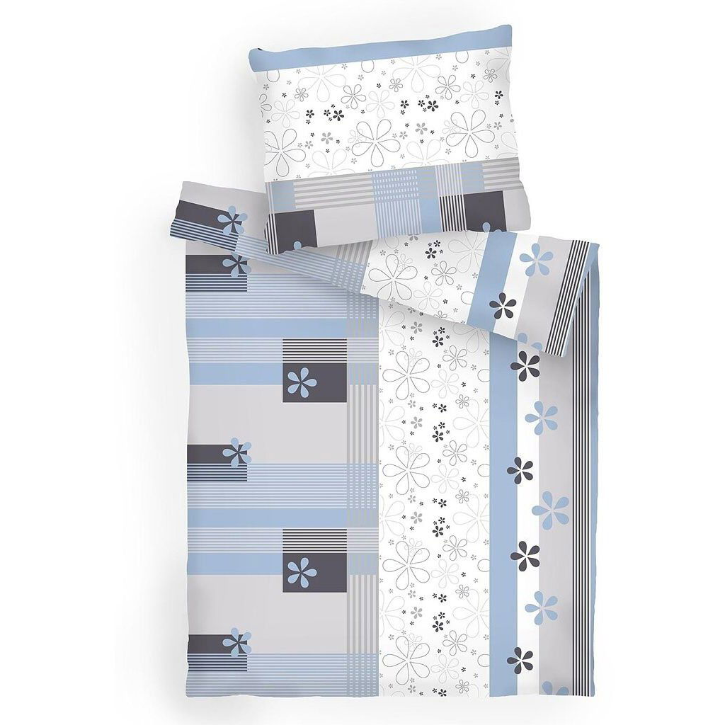 Dadka ágynemű, flanel, Fleur szürkéskék, 140 × 200, 70 × 90 cm (8596132082745)
