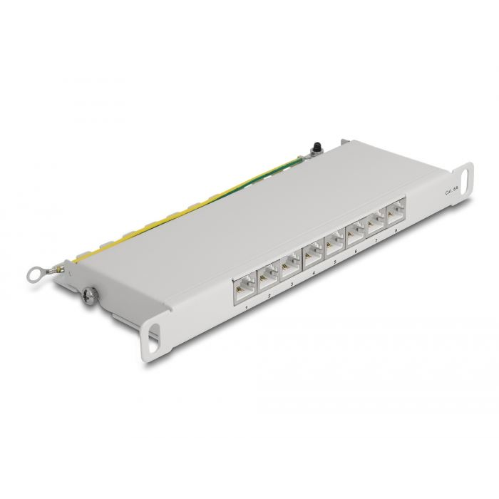 Delock 10 patch panel 8 porttal Cat.6A 0,5U szürke (66871) (DE66871)