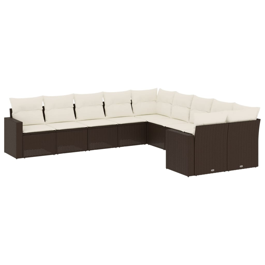 10 részes barna polyrattan kerti ülőgarnitúra párnákkal (3251850)