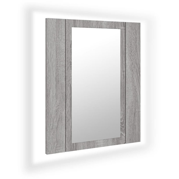 szürke sonoma színű műfa tükrös szekrény LED-del 40x12x45 cm