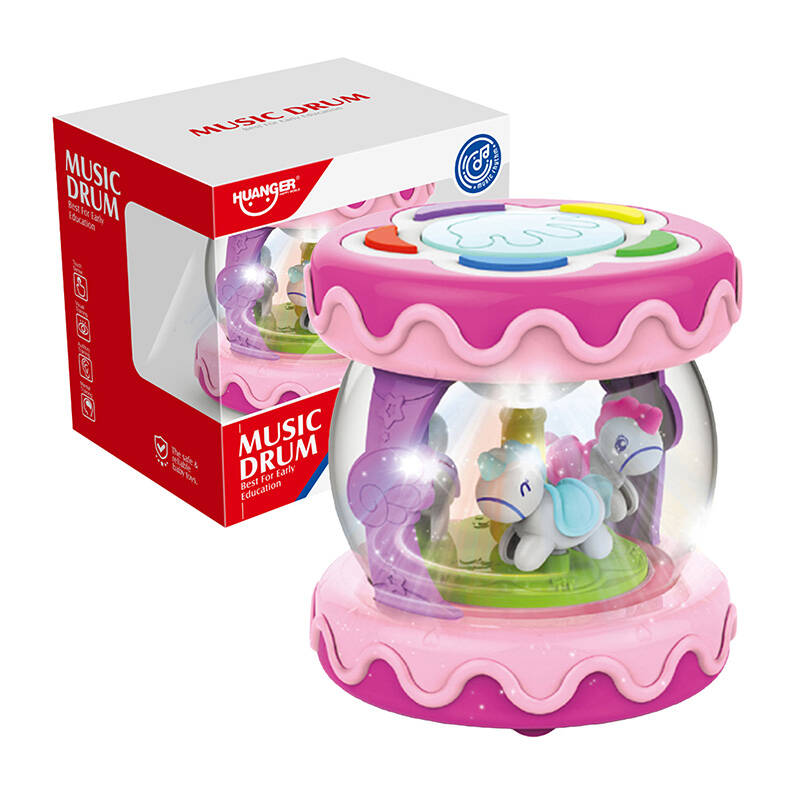 Huanger HE0702 3az 1ben Zenés játékdob - Rózsaszín (HE0702)