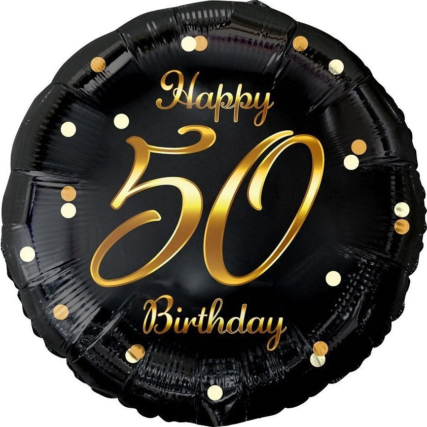 Happy Birthday 50 B&C Gold Fólia Lufi - 36 cm (490716)